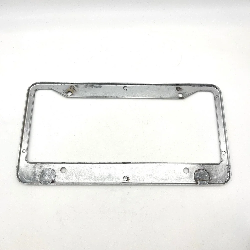 Vintage Suburban Ford Sacramento License Plate Frame Chrome Red White Metal